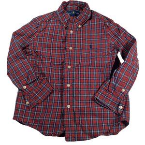Size: 5 - Red/White/ Blue Plaid Long Sleeve Button Up Shirt